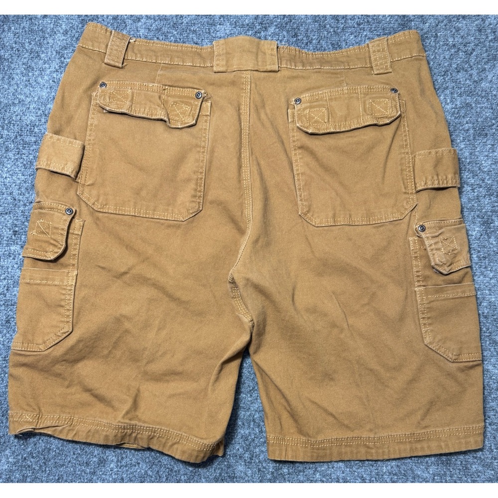 Old Mill Mens Brown Canvas Cargo Shorts Size 38 Stretch Workwear Utility M2955